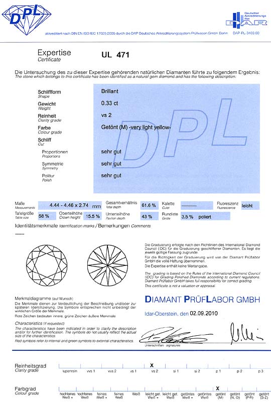 Foto 9 - Diamant 0,33Carat Brillantschliff DPL Expertise Cape VS, D6347