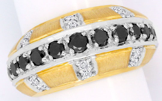 Foto 2 - Diamantgoldring Weisse und Schwarze Brillanten 18K Nr B, S2383
