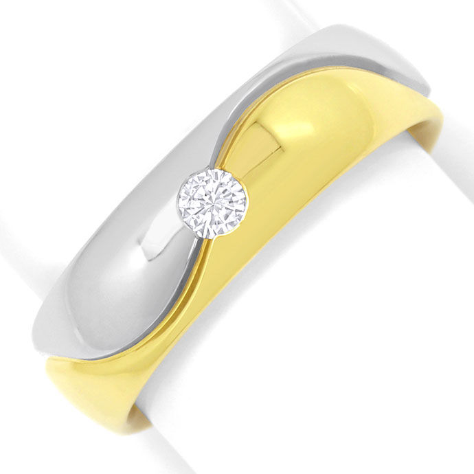 Foto 2 - Brillant-Gold-Ring Wellen Muster 0,10ct River Lupenrein, S3392