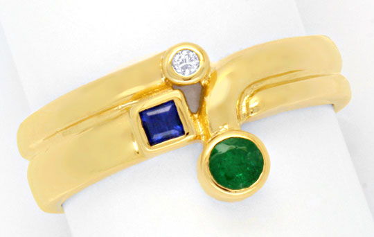 Foto 2 - Ring mit Safir Smaragd Diamant, 18K Gelbgold, S6567